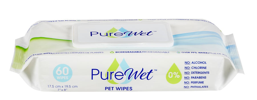 NEW - Pure Wet Pet Wipes (Regular 60 wipes and XL sizes)