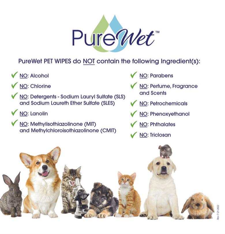 NEW - Pure Wet Pet Wipes (Regular 60 wipes and XL sizes)